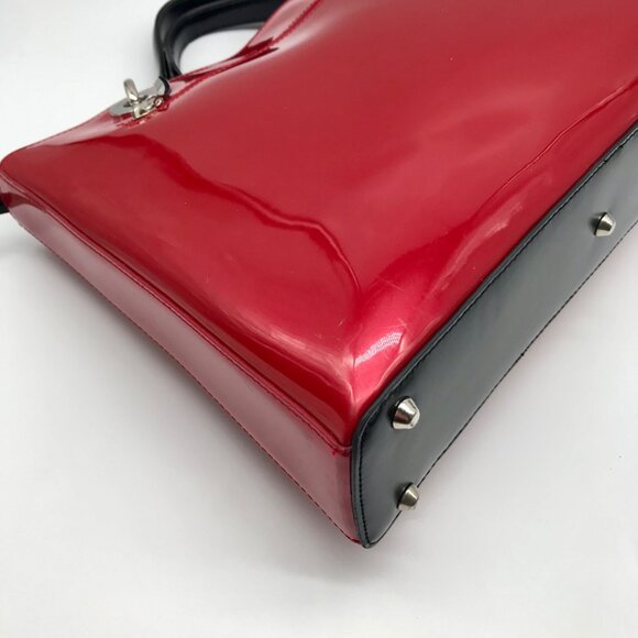 Beijo Red Patent Leather Briefcase Shoulder Bag - Picture 6 of 11